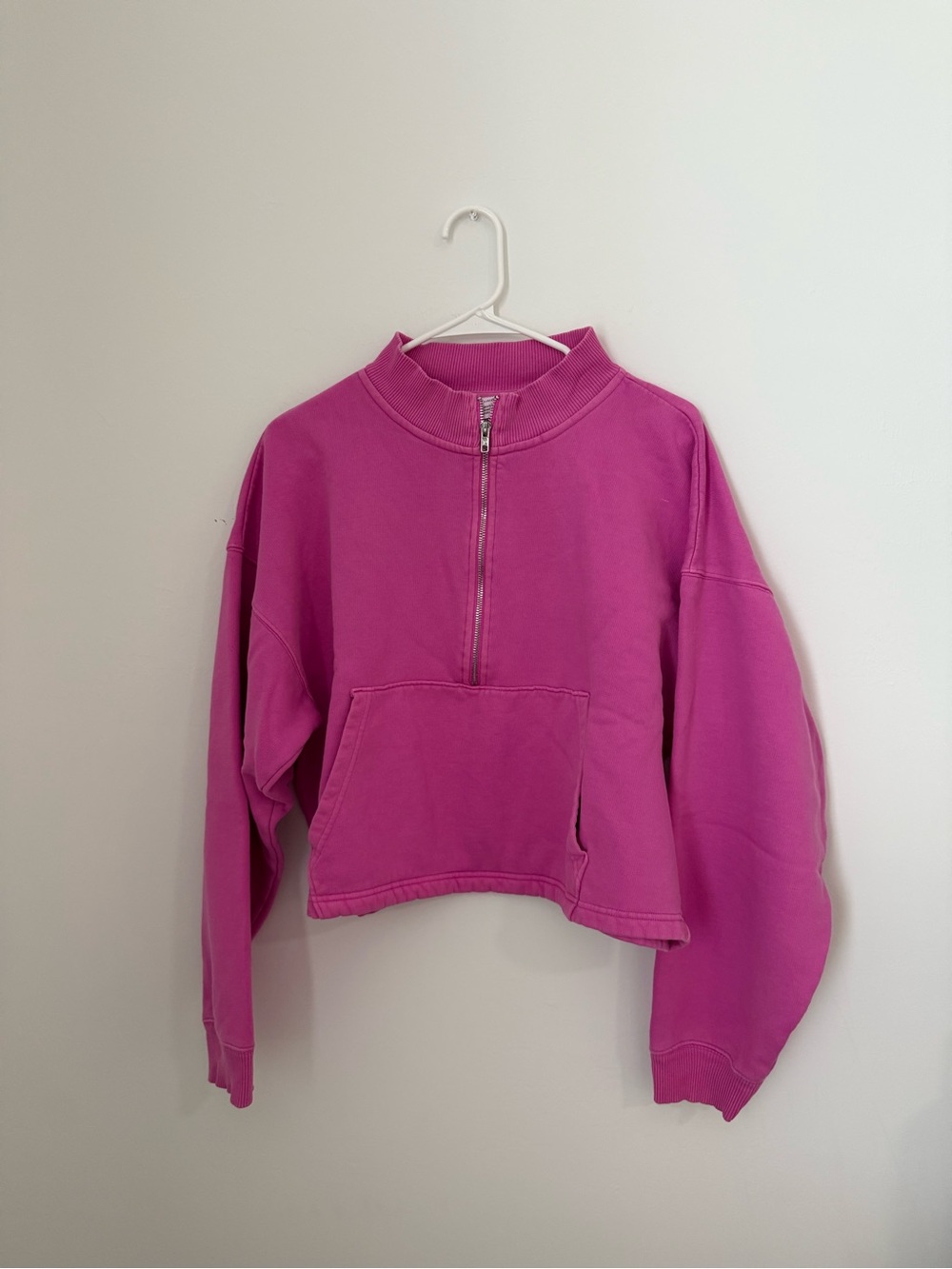 PINK Victoria's Secret Fuchsia Cropped Half-Zip Sweatshirt